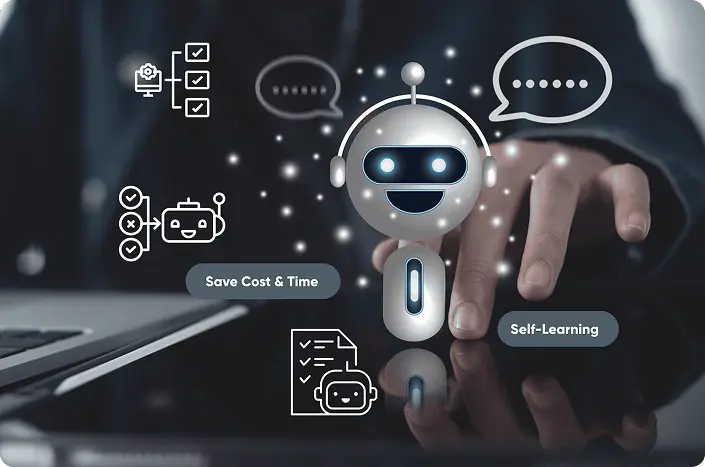 A professional using self-learning AI agents and automation features to reduce cost and save time in business process and workflows