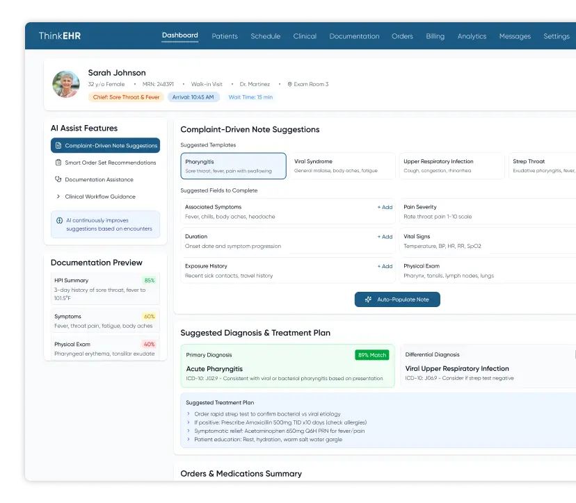  Patient intake dashboard in custom primary care EHR software