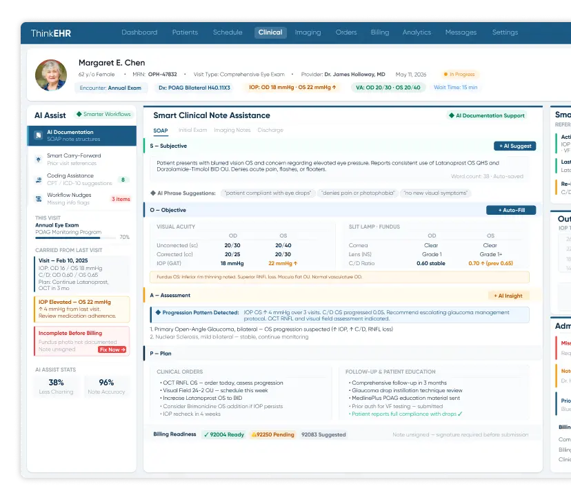 Patient intake dashboard in custom primary care EHR software.
