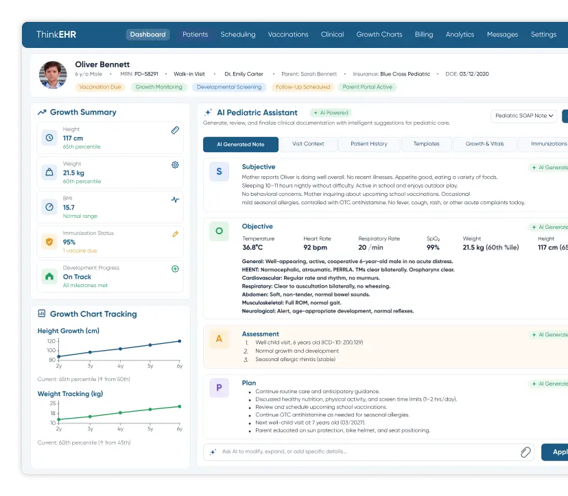  Patient intake dashboard in custom primary care EHR software