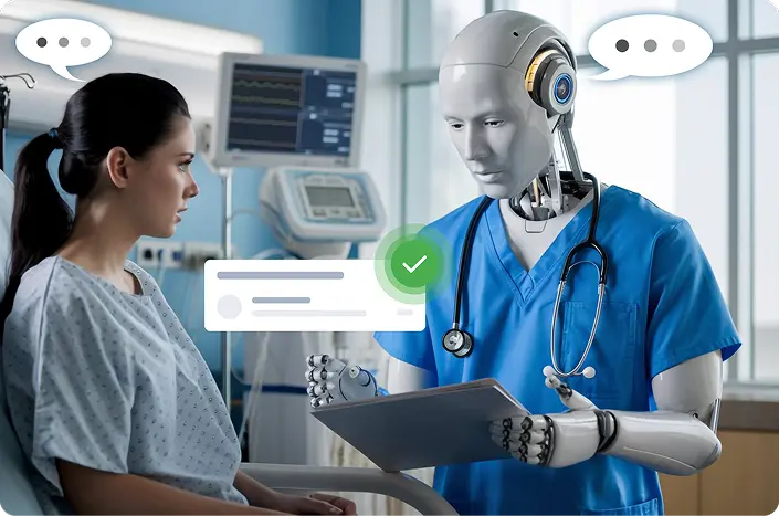A robot helping a patient to diagnose by using real-time information and providing diagnostic support