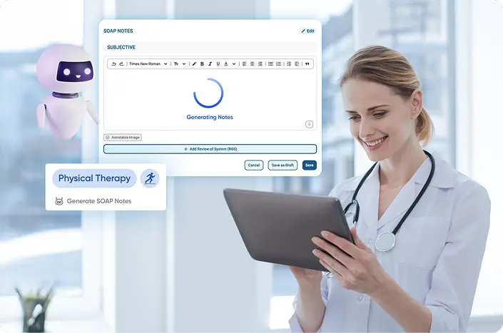 A healthcare provider using transcription tools to generate clinical notes and patient encounter summaries