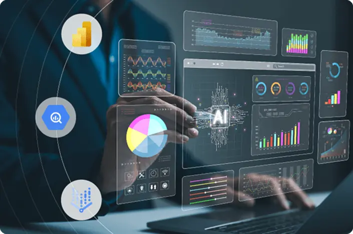 A professional using AI-powered data analytical tools to check organizations AI readiness and implementation