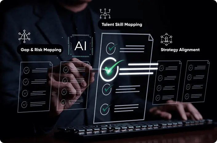 An expert performing AI readiness assessment and analyzing systems for implementing AI solutions in the organization