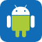 Icon representing Android developer with Android logo.