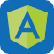 Icon representing Angular developer with Angular logo.