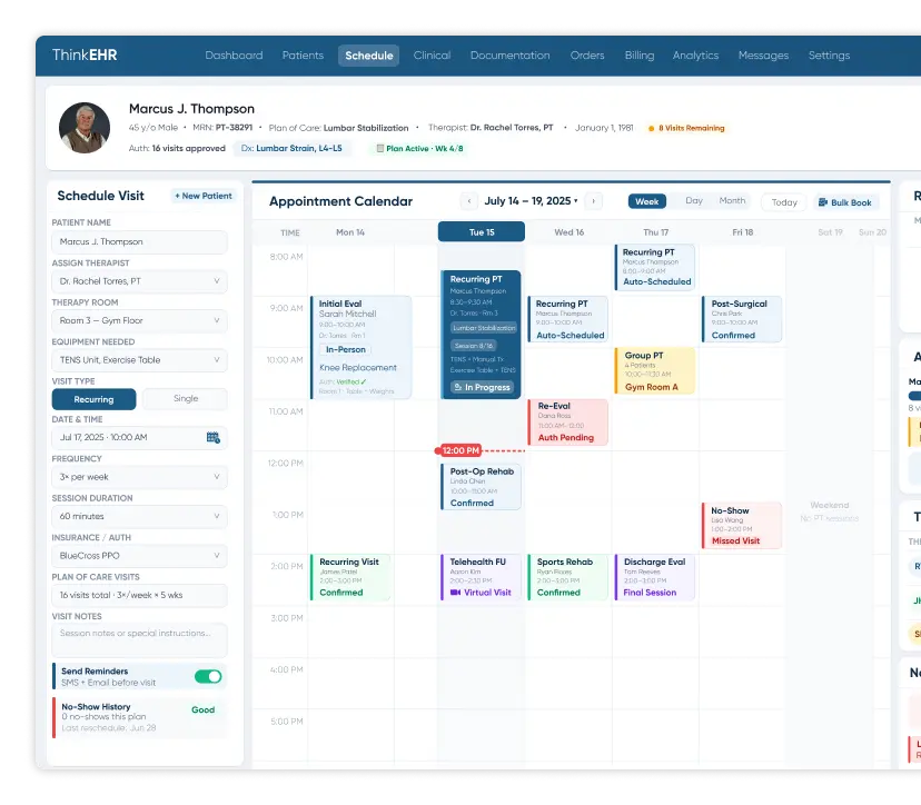 Custom Primary care EHR software with patient intake form pop-up