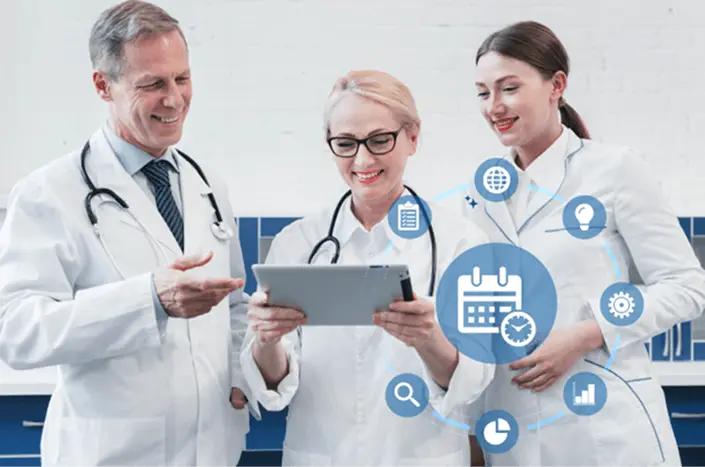 chartflow of different systems and platforms used for integration and interoperability in medical software development services