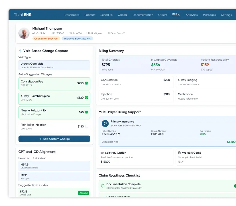 A patient consulting to a provider via custom primary care mobile EHR app and provider consulting via custom primary care EHR software