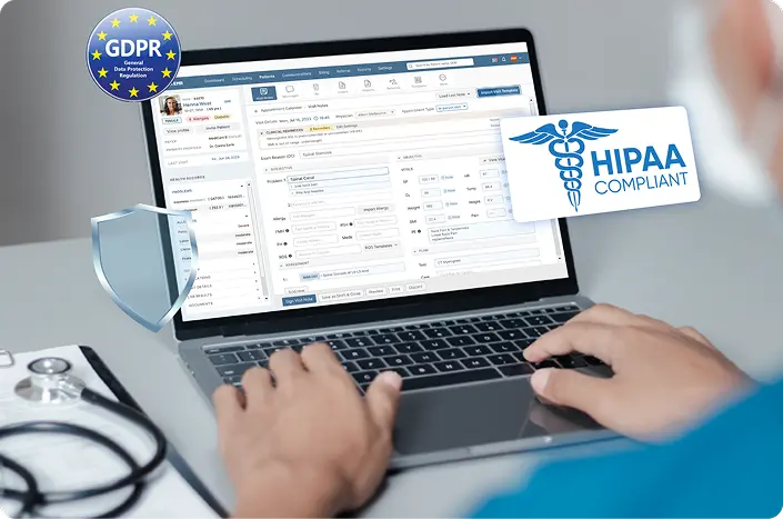 Visualization of how you can ensure healthcare system security by following compliances & regulations like HIPAA, GDPR