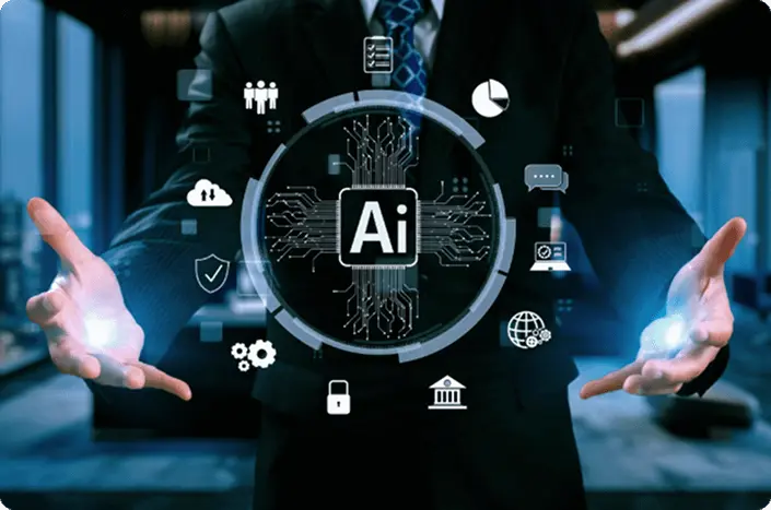 Screen showing custom AI solutions tailored to match specific needs each points like cloud infrastructure, compliance, and data security