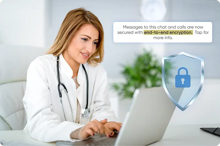 A healthcare professional accesses patient data through secure and compliant healthcare software with data encryption and other robust security measures