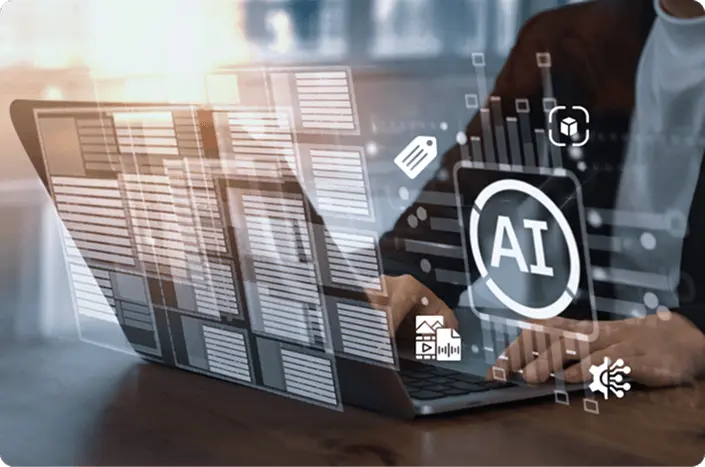 A professional using self-learning AI agents and automation features to reduce cost and save time in business process and workflows