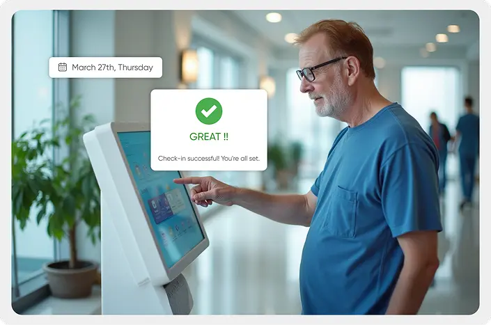 A patient scheduling his appointment using a digital patient check-in app adding a factor of convenience while access healthcare services