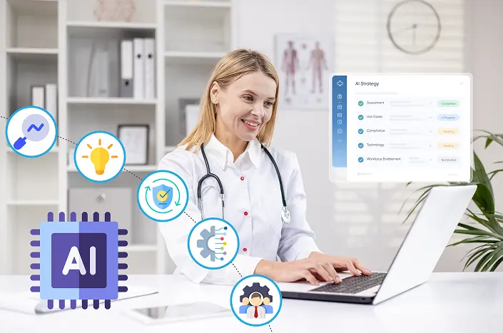 A notetaking dashboard in custom healthcare software to show the application of AI-powered healthcare software in notetaking