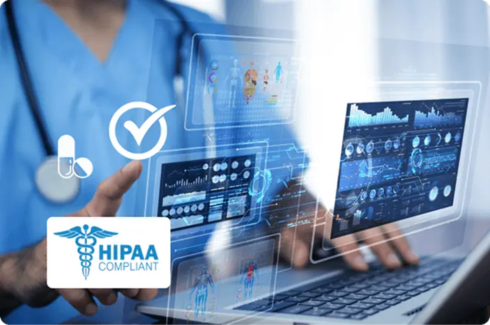 A screen showing tailored AI solutions by industry including healthcare, retail, logistic, manufacturing, and finance