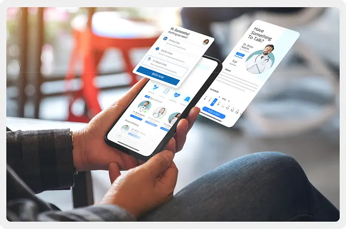 A patient using a patient experience app and checking his appointment and doctor details before performing digital patient check-in