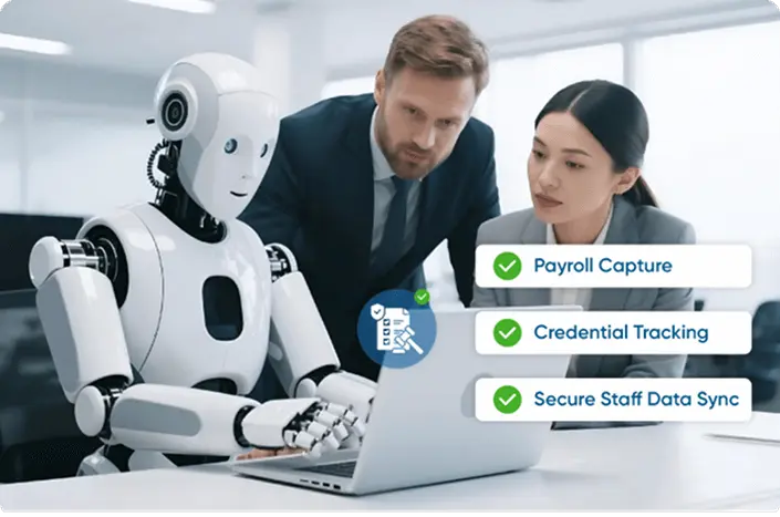 A healthcare professional accesses patient data through secure and compliant healthcare software with data encryption and other robust security measures