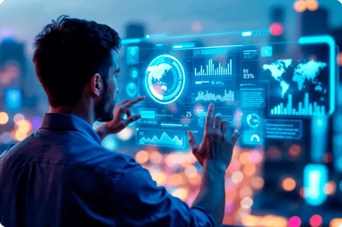 A professional automating the business processes like workflows and reporting with intelligent automation feature of AI solutions