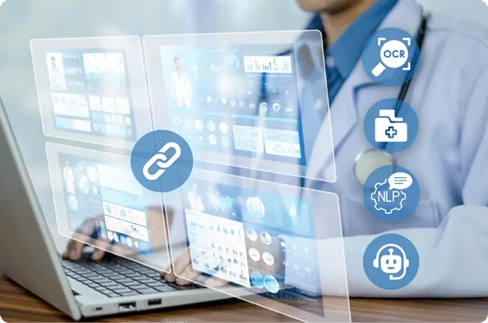 A healthcare professional accesses patient data through secure and compliant healthcare software with data encryption and other robust security measures