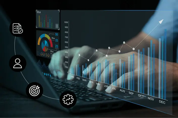An interface showing scalable AI solutions with infrastructure that are capable of integrating new technologies like machine learning, automation, and deep leaning AI