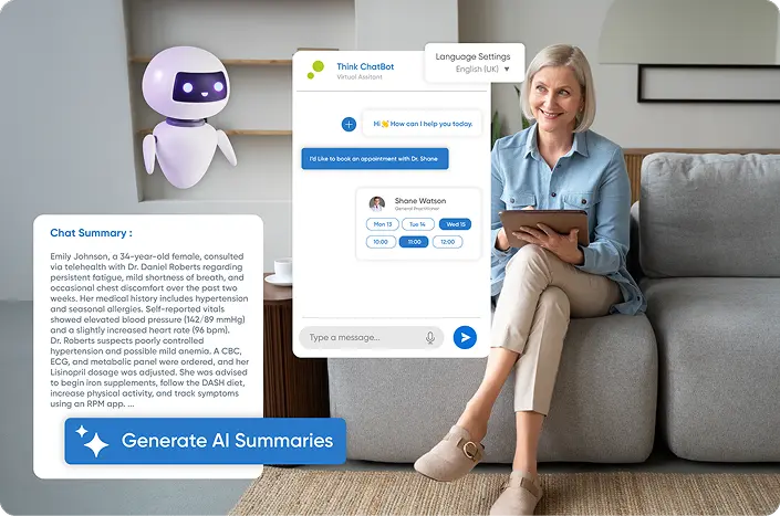 A patient using the LLM solution to summarize their chat and call details to get the key points and understand them more clearly