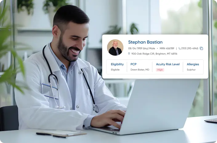 A healthcare provider securely accessing patient data with fully compliant software with advanced security measures