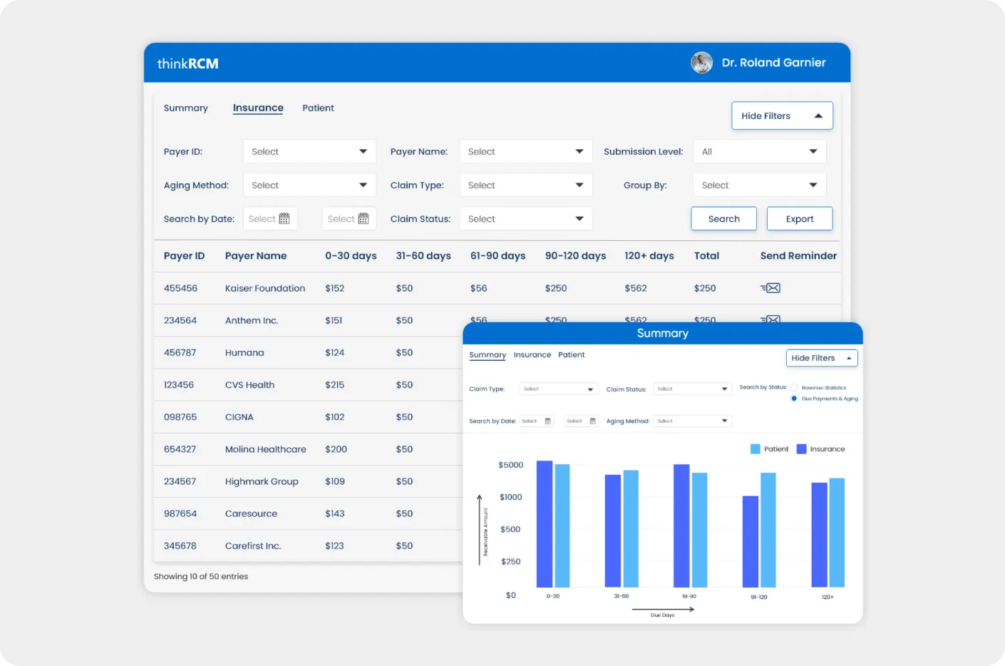 Payment processing screens in revenue cycle management software with pop-up for ERA/EOB posting
