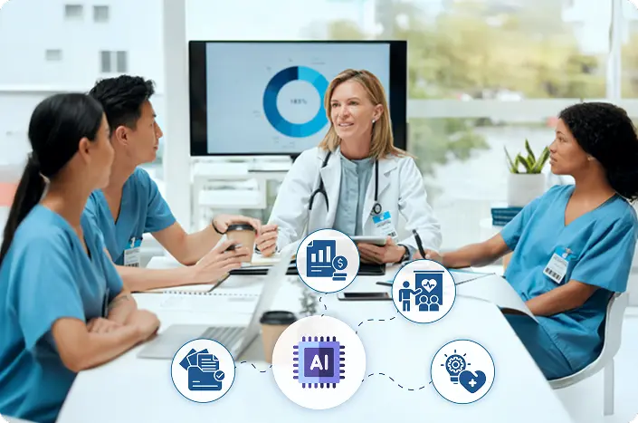 A healthcare professional accesses patient data through secure and compliant healthcare software with data encryption and other robust security measures
