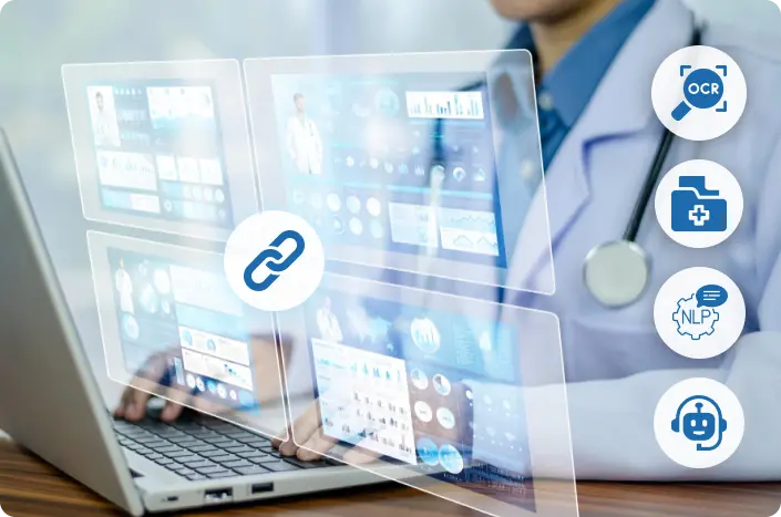 A healthcare professional accesses patient data through secure and compliant healthcare software with data encryption and other robust security measures