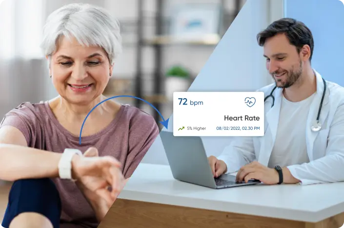A healthcare provider tracking real-time patient vitals and activity levels through a wearable medical device