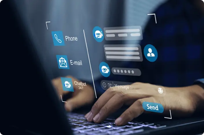 An screen showing multi-channel support optimization and real-time communication tools features for ongoing customer support