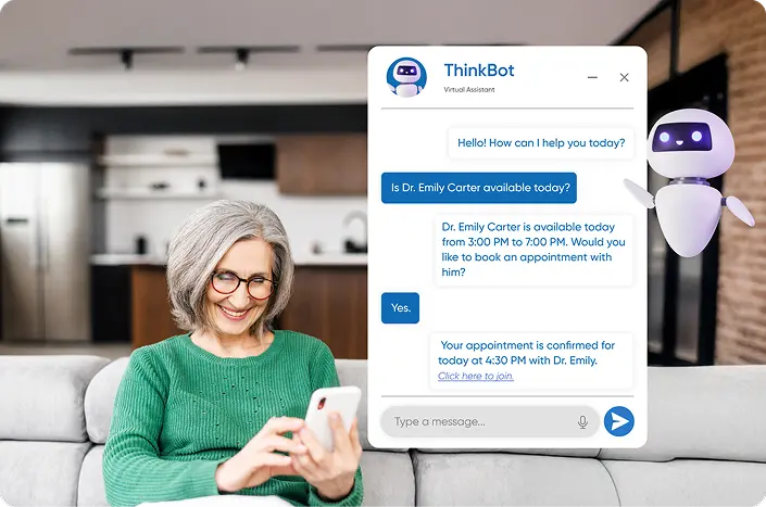 A patient interacting with a GenAI medical applications through an AI assistant to get their queries answered accurately and quickly