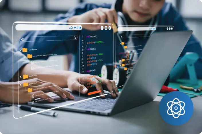 A person using AI-powered dashboard with AI performance metrics and  representing continuous monitoring and maintenance of machine learning models to ensure reliability and accuracy
