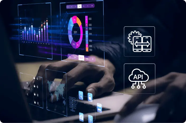 Advanced business intelligence dashboard displaying features like integrated data collection from multiple sources with interactive analytics