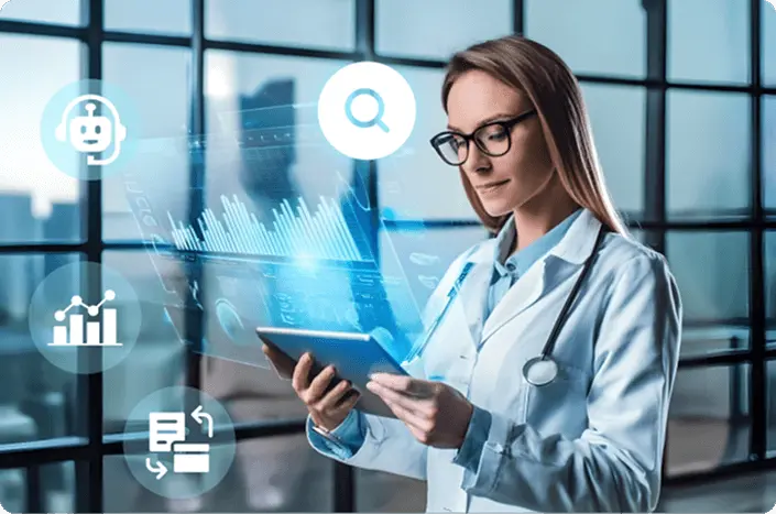 chartflow of different systems and platforms used for integration and interoperability in medical software development services