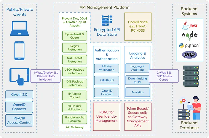 Visualization of how APIs work and how the healthcare system is kept secure from cyberthreats with several security measures
