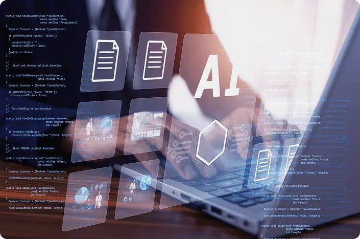 A professional using AI document generator feature to organize and create reports and documents quickly and accurately
