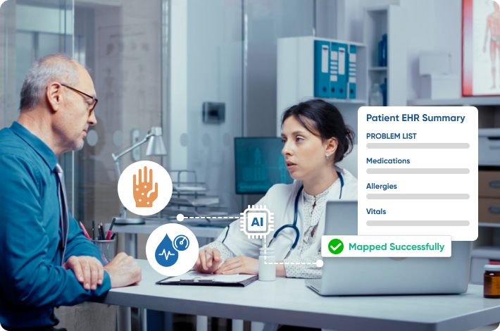 Patient portal dashboard in custom EHR with pop-up with specific patient records detailed