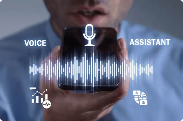A person interacting with AI agent to converse and solve any issues in real-time and around the clock with domain-specific knowledge for accurate responses