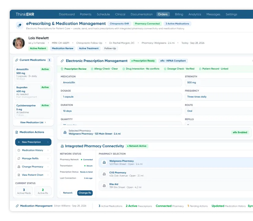 Custom primary care EHR software with financial analytics window showing billing stats