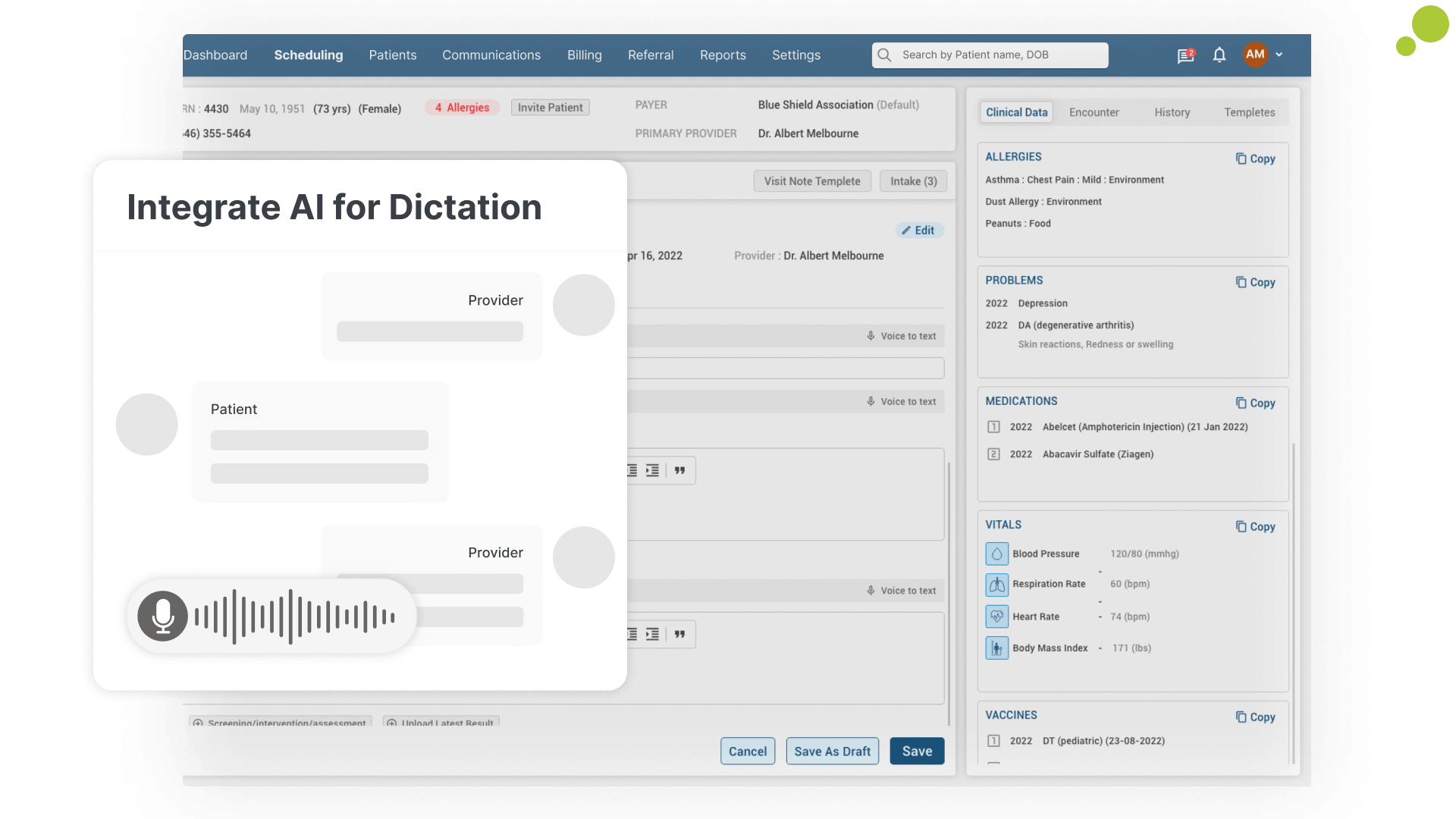 image showing typical workflow of dermatology emr software