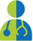 Icon representing a provider with a person holding stethoscope.